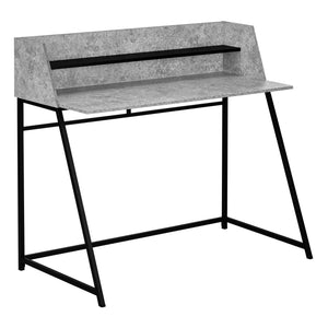 48" Desk with High Sides & Shelf in Gray Stone/Black