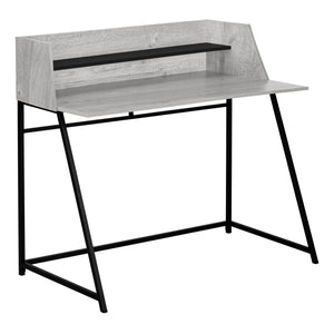 48" Desk with High Sides & Shelf in Gray Woodgrain
