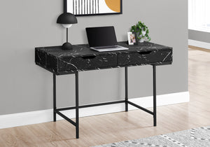 48" 2-Drawer Table Desk in Black Marble Finish