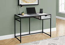 Load image into Gallery viewer, 42&quot; Utilitarian 1-Drawer Desk in White Marble Finish

