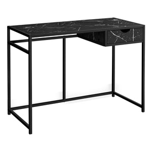 42" Utilitarian 1-Drawer Desk in Black Marble Finish