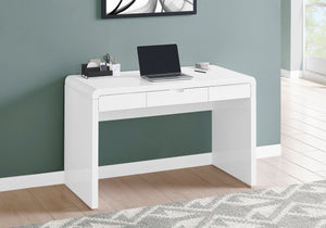 48" Art Deco Desk with Center Drawer in White