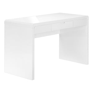 48" Art Deco Desk with Center Drawer in White
