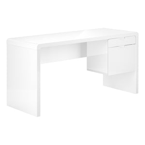 60" Art Deco Desk with 2 Reversible Drawers in White