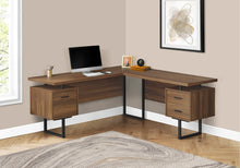 Load image into Gallery viewer, 71&quot; Hovering Walnut L-Shaped Desk
