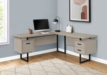 Load image into Gallery viewer, 71&quot; Hovering Modern Taupe L-Shaped Desk
