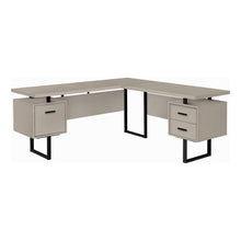 Load image into Gallery viewer, 71&quot; Hovering Modern Taupe L-Shaped Desk

