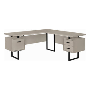 71" Hovering Modern Taupe L-Shaped Desk