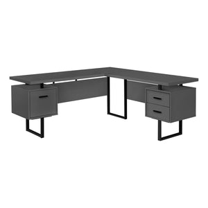 71" Hovering Modern Gray L-Shaped Desk