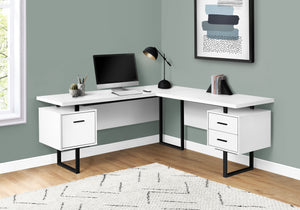 71" Hovering White & Black L-Shaped Desk