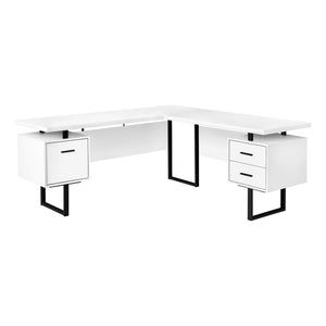 71" Hovering White & Black L-Shaped Desk