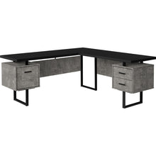 Load image into Gallery viewer, 71&quot; Hovering Concrete &amp; Black L-Shaped Desk
