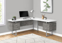 Load image into Gallery viewer, 71&quot; Hovering Concrete &amp; White L-Shaped Desk
