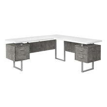Load image into Gallery viewer, 71&quot; Hovering Concrete &amp; White L-Shaped Desk
