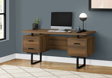 Load image into Gallery viewer, Floating Modern Desk with 3 Drawers in Walnut
