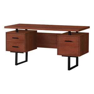 Floating Modern Desk with 3 Drawers in Cherry