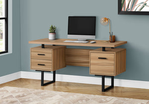 Floating Modern Desk with 3 Drawers in Driftwood