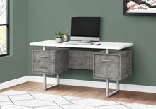 Load image into Gallery viewer, Floating Modern Desk with 3 Drawers in Concrete &amp; White
