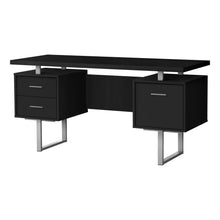 Load image into Gallery viewer, Floating Modern Desk with 3 Drawers in Black &amp; Silver
