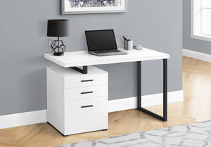 Modern White/Black 48" Reversible Desk with File