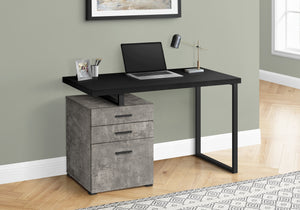 Modern Concrete & Black 48" Reversible Desk with File