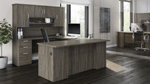 Load image into Gallery viewer, Walnut Gray 71&quot; Convertible U- or L-Shaped Desk with Hutch &amp; Built-in Power
