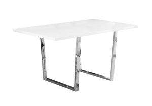 59" Sleek White Desk w/ Glossy Chromed Metal Legs