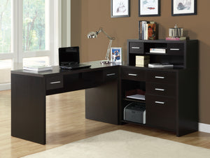 Cappuccino Modern L-Shaped Desk with Great Storage