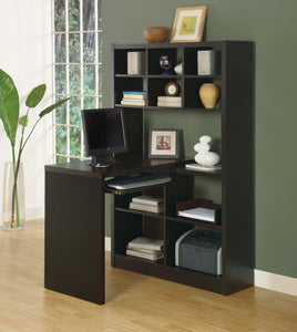 Contemporary Cappuccino Desk & Bookcase Combination