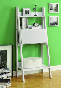 Modern White Ladder Desk & Bookcase Combination with Flip Down Desk