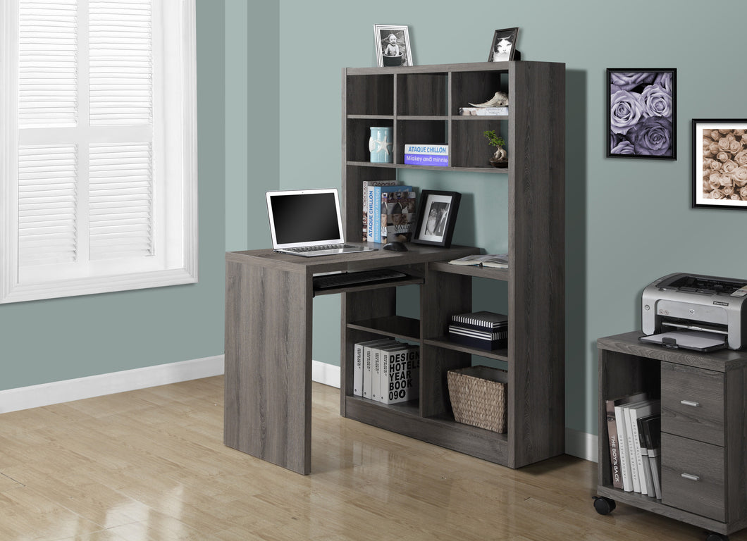 Modern Desk & Bookcase Combination in Dark Taupe Finish