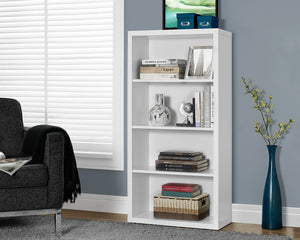 48" Tall Four-Shelf Bookcase in White