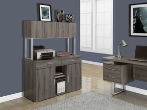 Modern 48" Dark Taupe Storage Credenza with Hutch