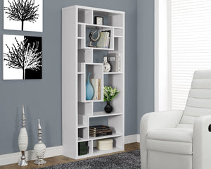 72" Tall Modern Bookcase in White Finish