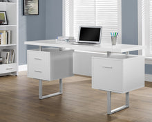 Load image into Gallery viewer, 60&quot; Modern White Double Pedestal Desk with File Drawer
