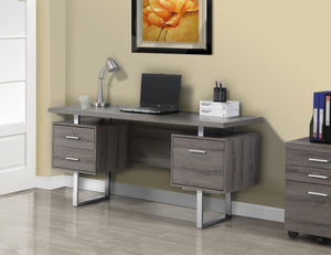 60" Modern Dark Taupe Double Pedestal Desk with File Drawer