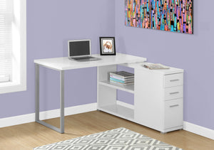 White L-shaped Corner Computer Desk with Storage
