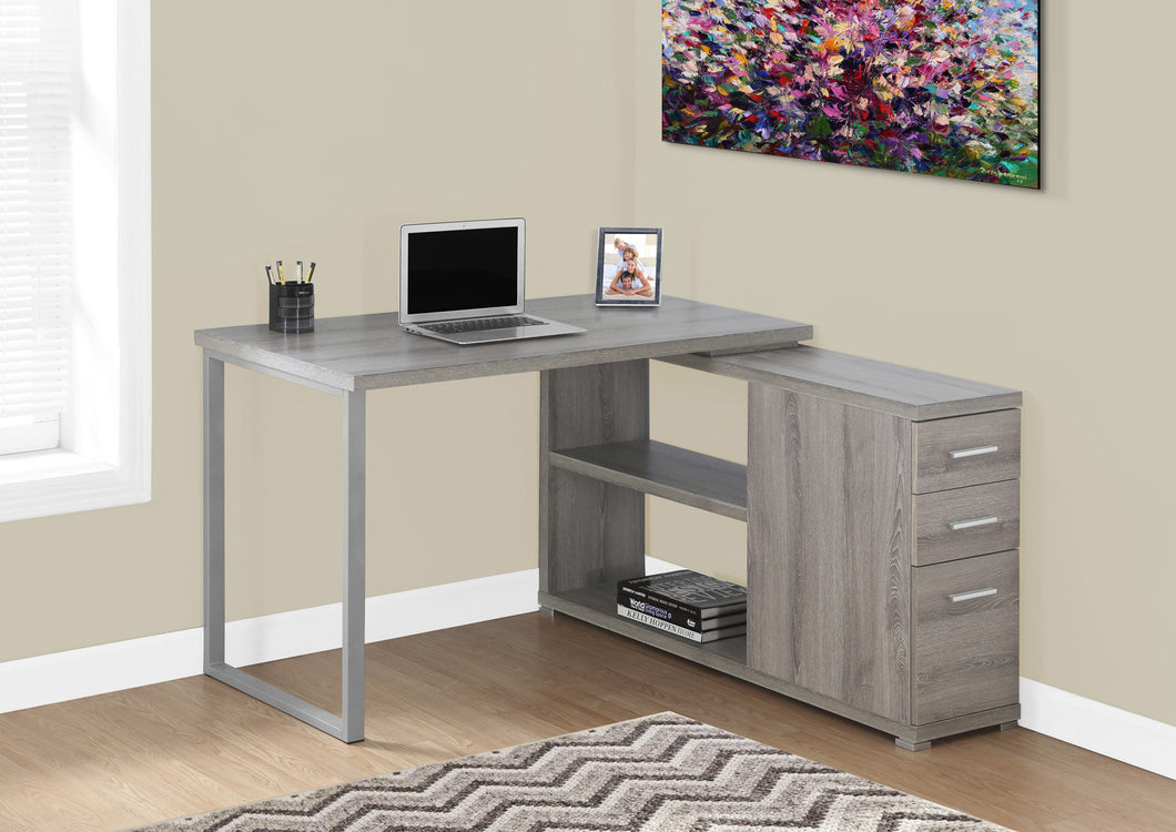 Dark Taupe L-shaped Corner Computer Desk with Storage