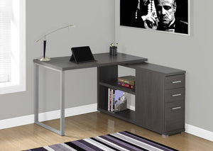 Dark Gray L-shaped Corner Computer Desk with Storage