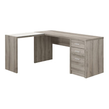 Load image into Gallery viewer, 60&quot; L-Shaped Dark Taupe Office Desk w/ 3 Drawers
