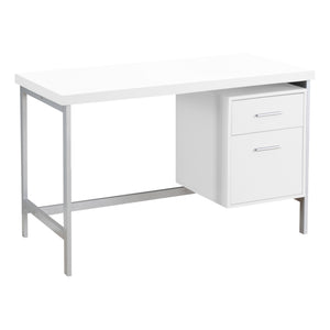 Modern Silver White Office Desk w 2 Drawers ComputerDesk