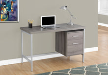 Load image into Gallery viewer, Modern Silver &amp; Dark Taupe Office Desk w/ 2 Drawers
