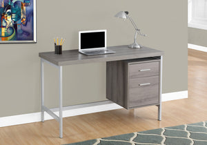 Modern Silver & Dark Taupe Office Desk w/ 2 Drawers
