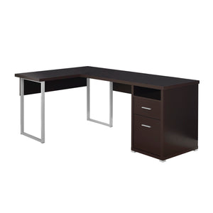 79" L-Shaped Cappuccino Corner Office Desk w/ Flexible Position