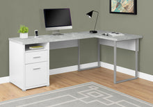 Load image into Gallery viewer, 79&quot; L-Shaped White &amp; Cement Reversible Corner Office Desk
