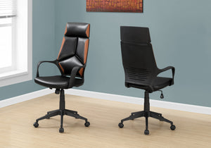 Rolling Black & Brown Leatherette Ergonomic Office Chair