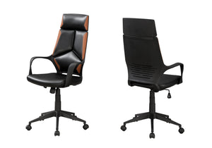 Rolling Black & Brown Leatherette Ergonomic Office Chair