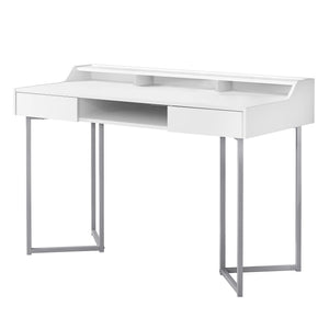 Compact 48" White & Silver Metal Office Desk