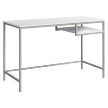 Load image into Gallery viewer, 48&quot; Computer Desk in White &amp; Silver
