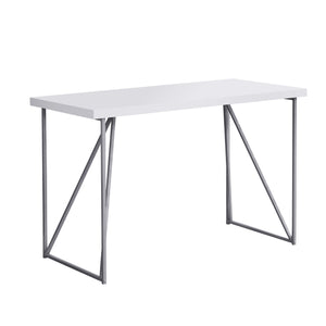 48" White & Silver Computer Desk w/ Rectangular Design